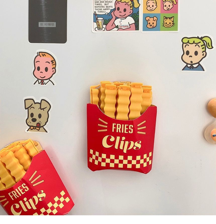 Tuhat - Set van 12: Friet Plastic Voedselzak Clip met Koelkastmagneethouder