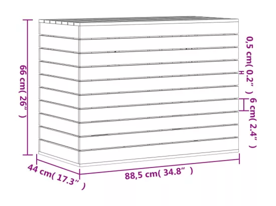 Panier à linge 88,5x44x66 bois massif de pin