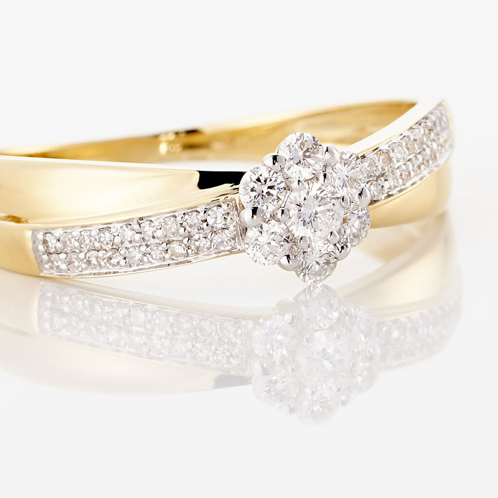 Bague Magnolia Croisee Or Jaune Diamant