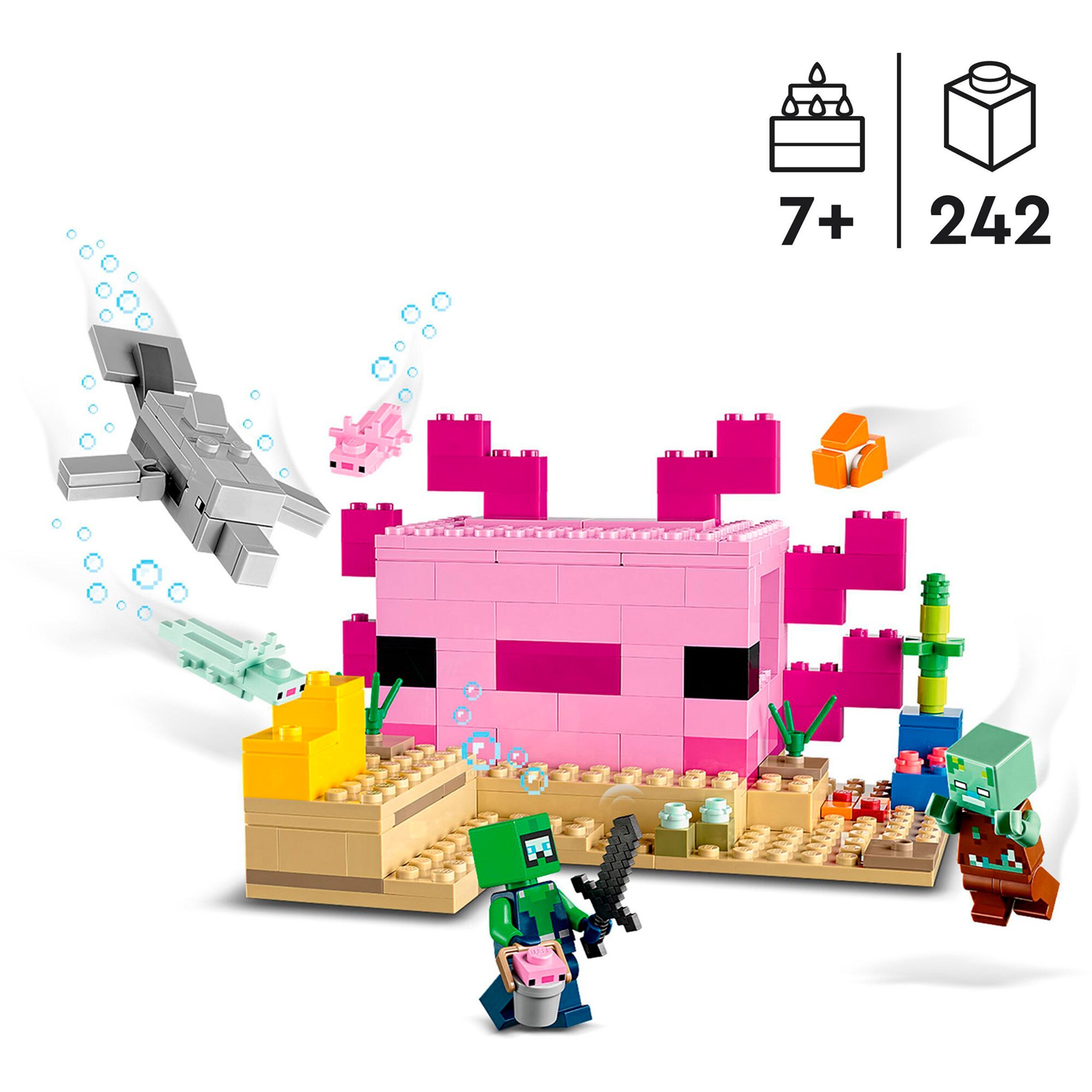 LEGO Konstruktionsspielzeug Minecraft Das Axolotl-Haus