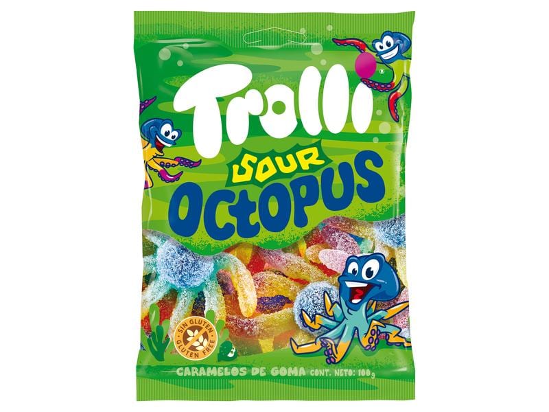 Trolli Gummibonbons Saure Octopus 100 g Süss saure Kaubonbons in Oktopus Form
