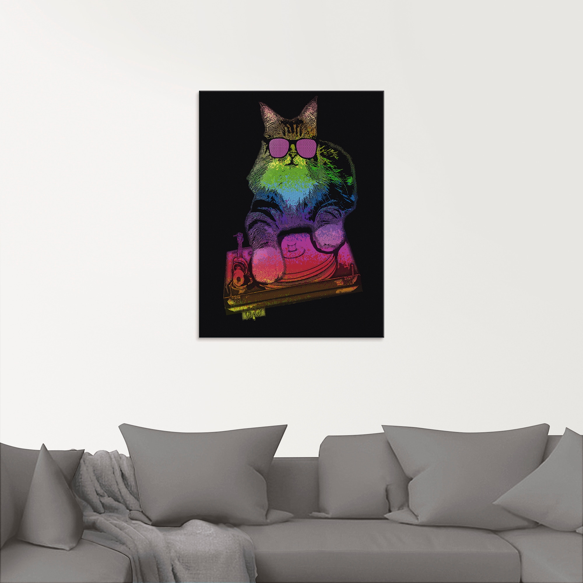 Artland Glasbild »Witzige DJ Katze Party Musik« Humor 1 Stk. tlg. in verschiedenen Grössen