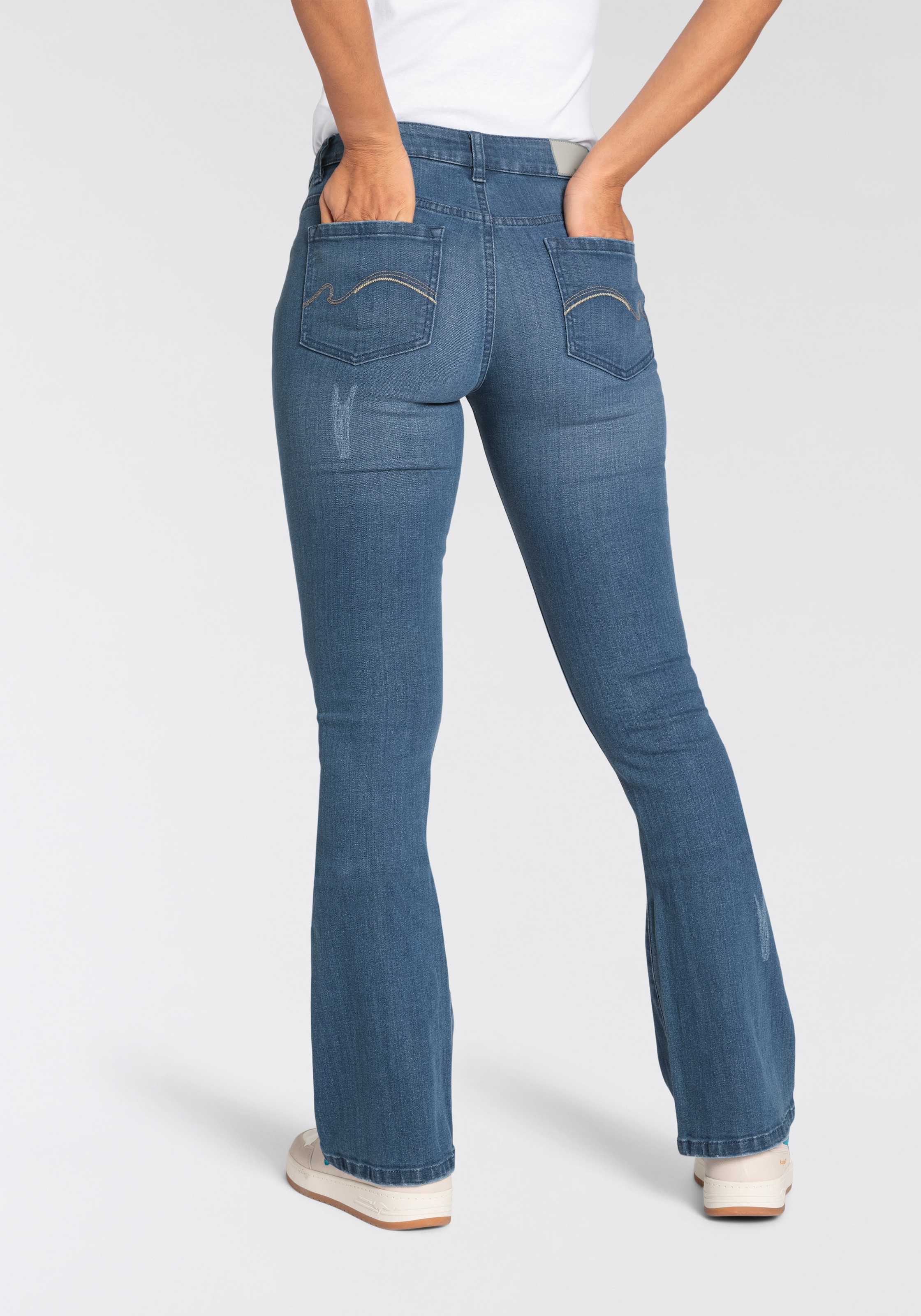 KangaROOS 5-Pocket-Jeans , ausgestellte Beinform,  Used-Waschung,  normale Leibhöhe