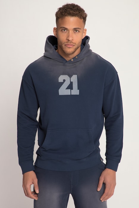 STHUGE Hoodie mit Vintage Look, Oversized, Brustprint, Kapuze, Langarm, bis 8 XL