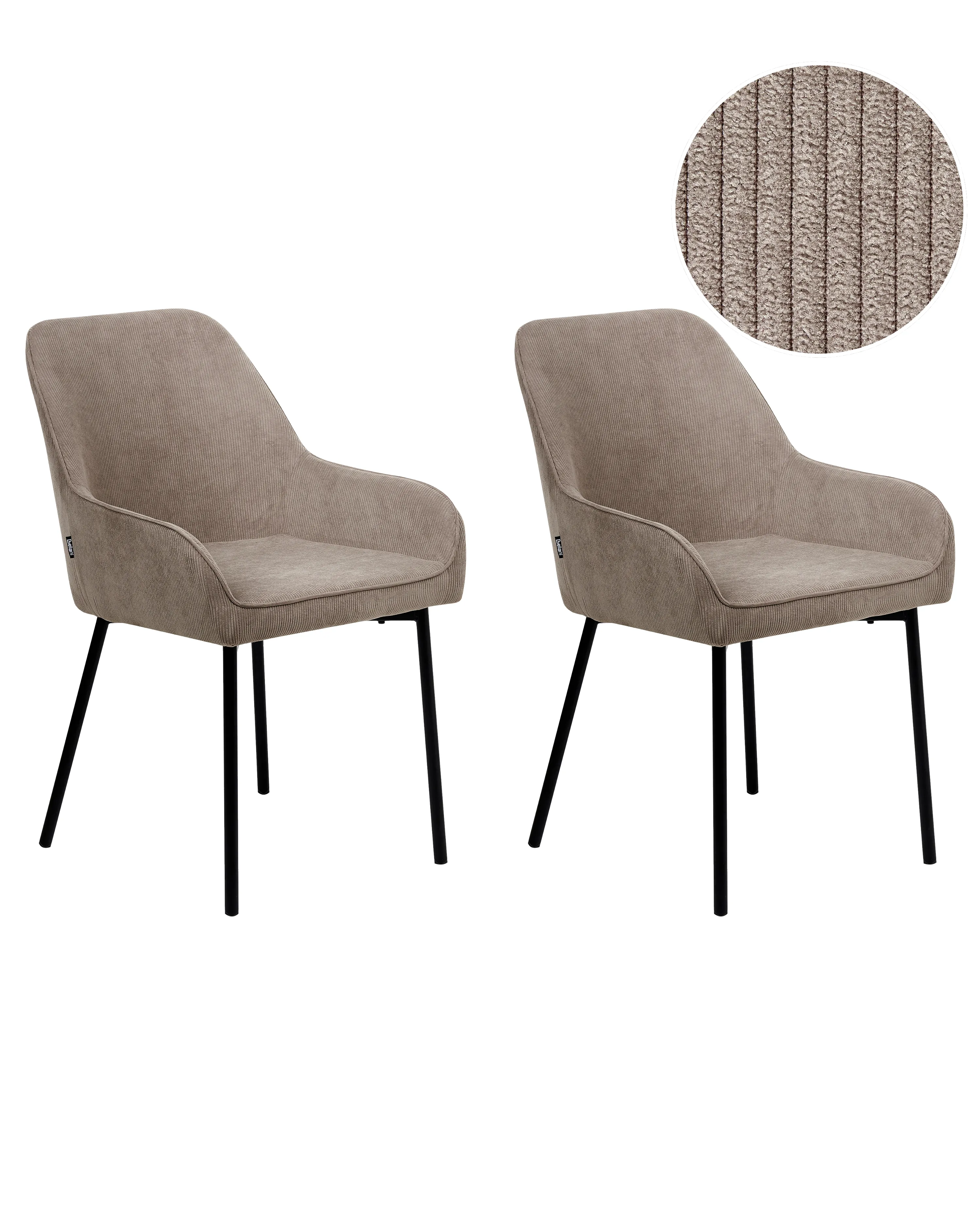 Set van 2 eetkamerstoelen LOVERNA Corduroy Beige