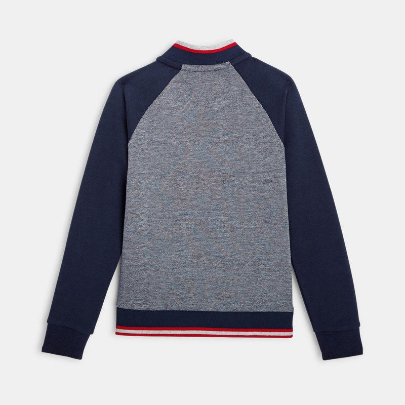 Sweat-shirt zippé turquoise garçon