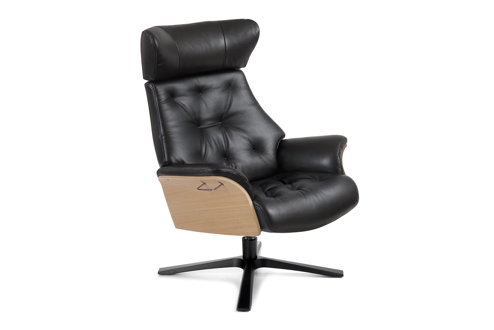 Air lenestol I hud Zero 2534-89 Black, Quattro svingfot sort alu. Skrog i ubehandlet eik