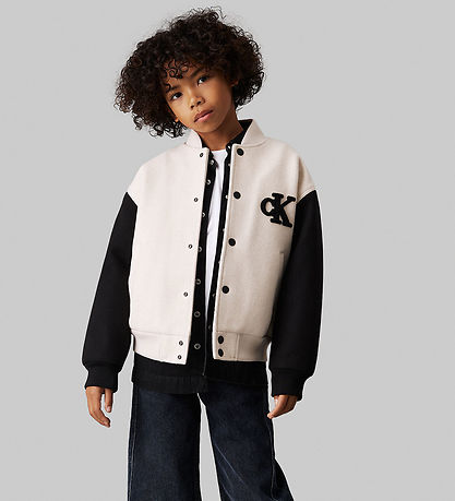 Calvin Klein Jacke - Heather Varsity - Haferflocken Heather/Schw