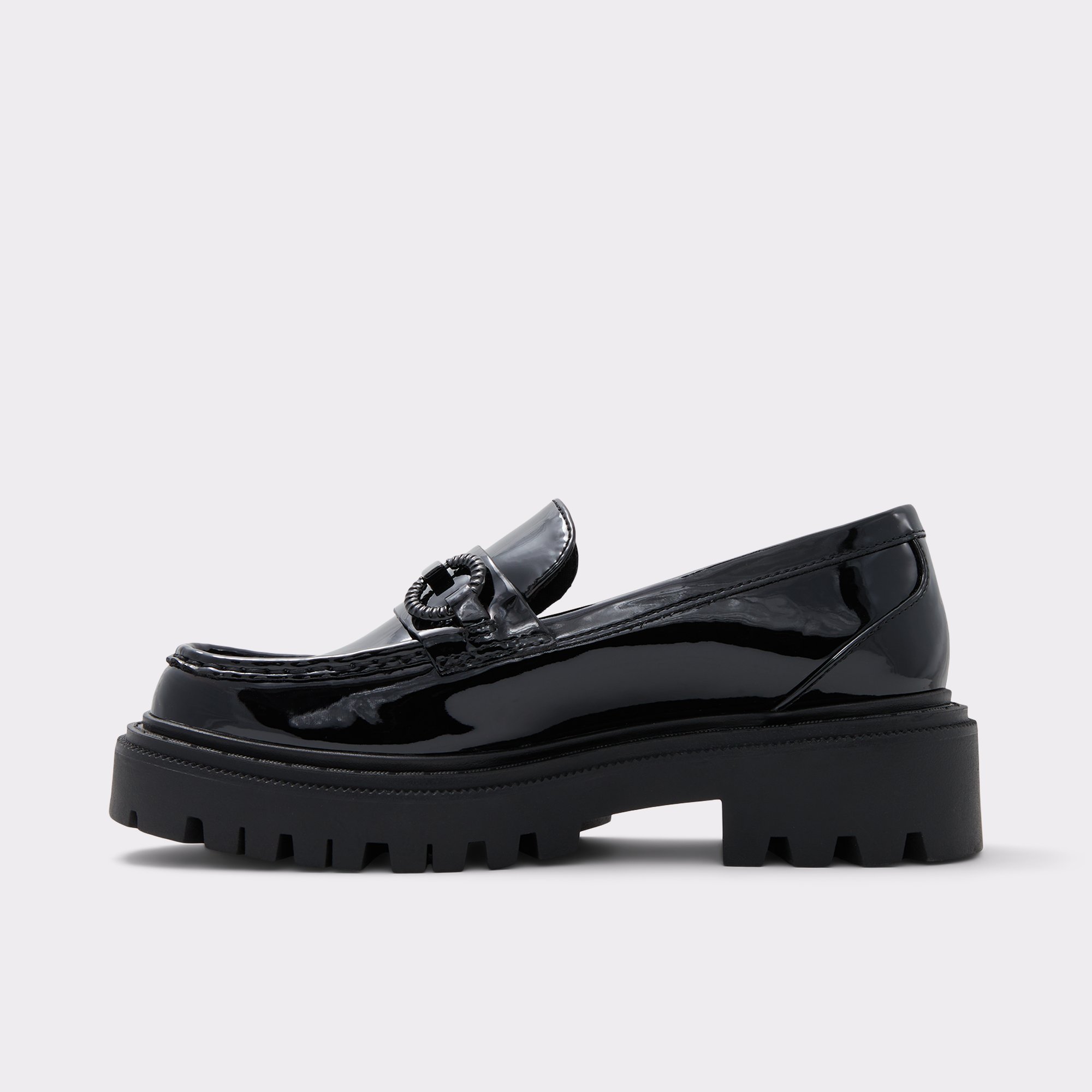 Baberiel Black Synthetic Patent Women Loafers & Oxfords