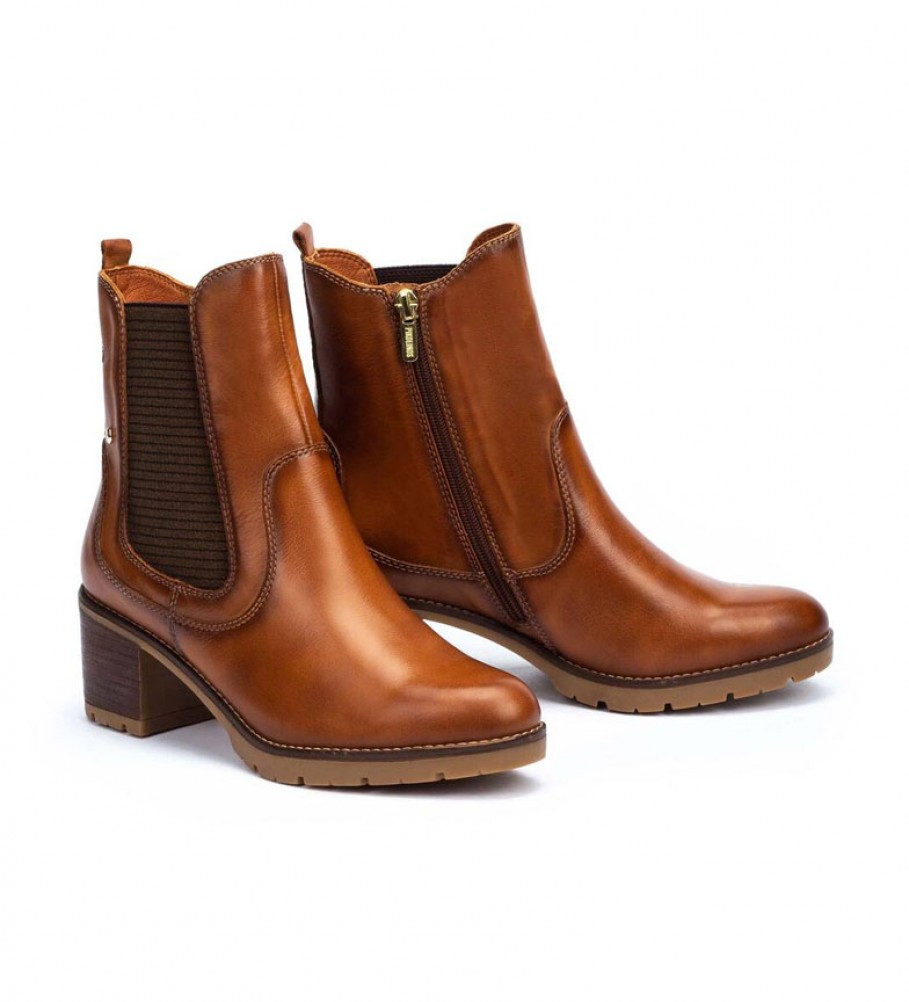 Botas de cano curto Pikolinos Llanes em couro cor camelo - Altura do salto: 6 cm -