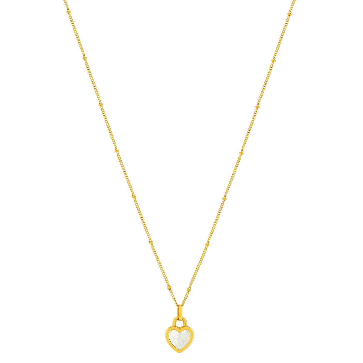 Collier acier jaune nacre coeur 45cm