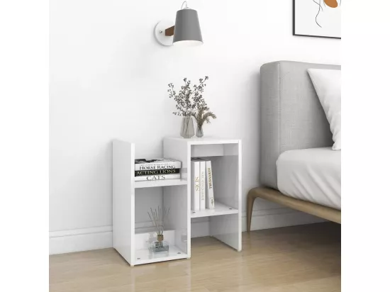 Table de chevet Blanc brillant 50x30x51,5 cm Aggloméré