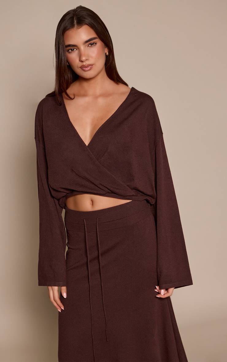 Chocolat Gilet Cache-cœur Vaporeux En Maille Transparente