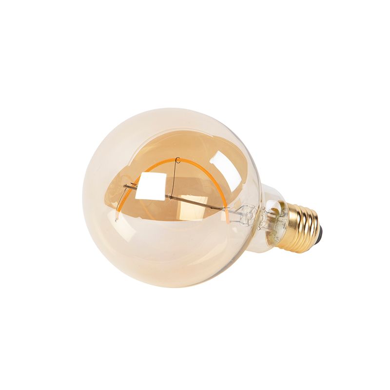 Set van 5 E27 dimbare LED lampen spiraal G95 goud 4W 270 lm 2100K