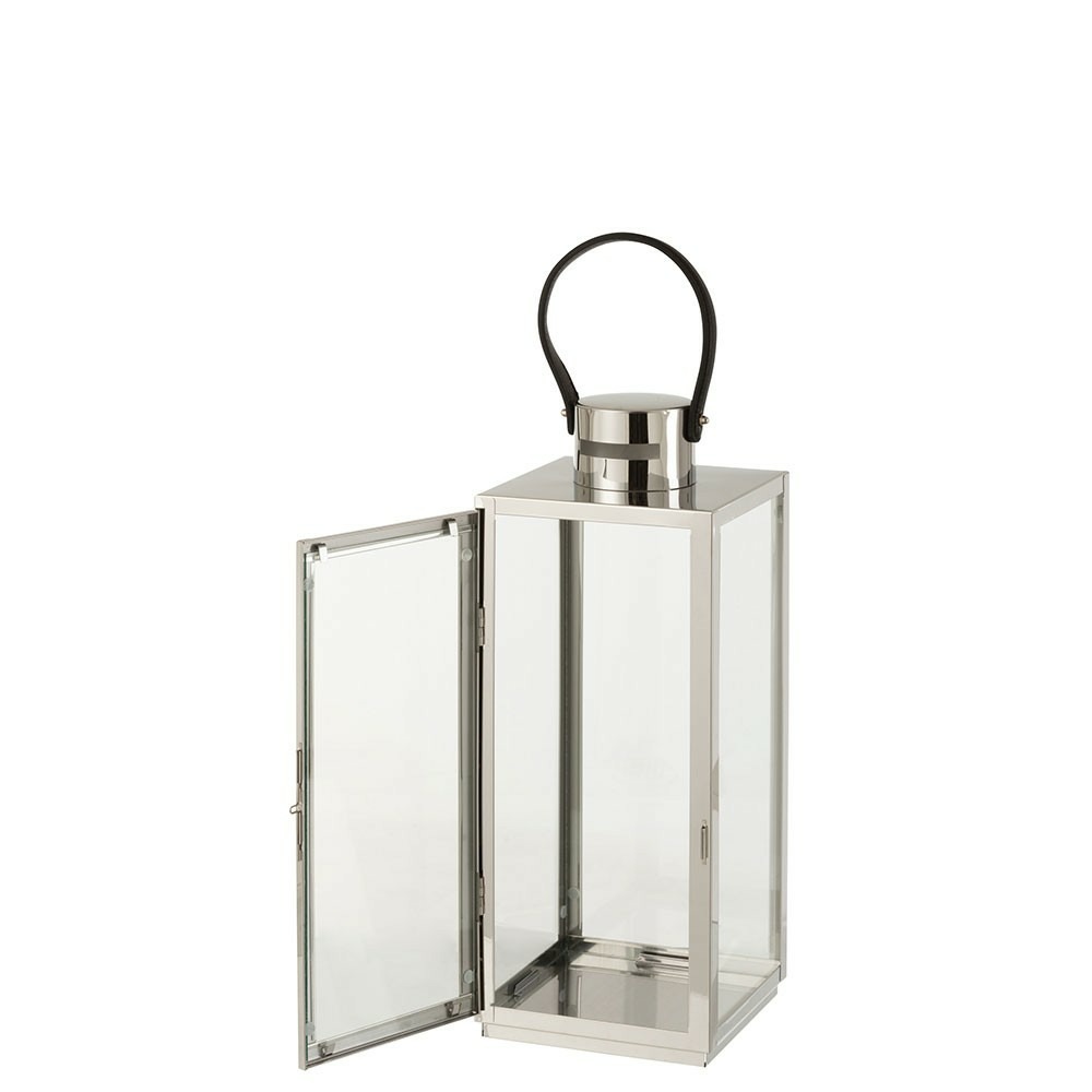 Lanterne carree metal/verre argent