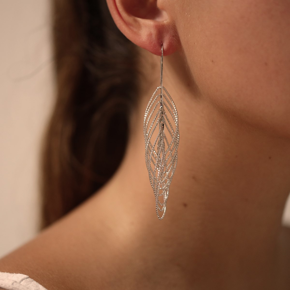 Boucles D'oreilles Argent Rhodié Spirales Diamantées