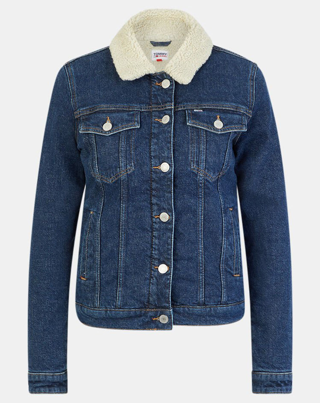Tommy Jeans Veste en jean Sherpa fourré bleu brut