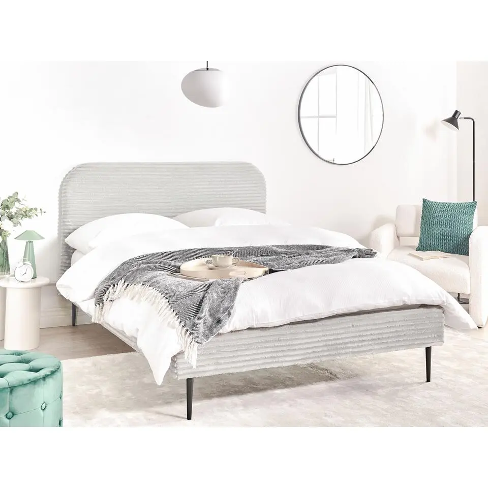 FLAYAT - Tweepersoonsbed - Lichtgrijs - 140 x 200 cm - Corduroy