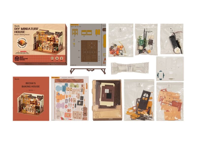 RoboTime Bausatz Beckas Baking House 3D-Puzzle aus lasergeschnittenen Holzteilen