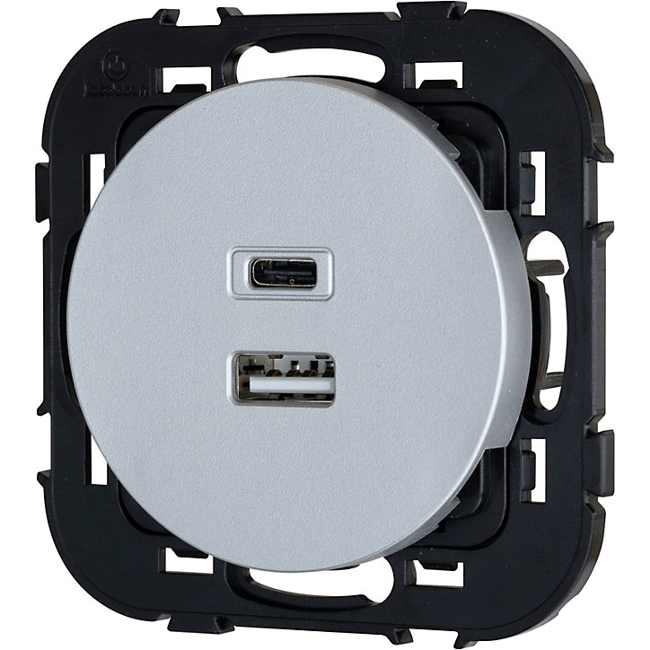 Double prise USB-A+C Jacobsen Espen aluminium à composer
