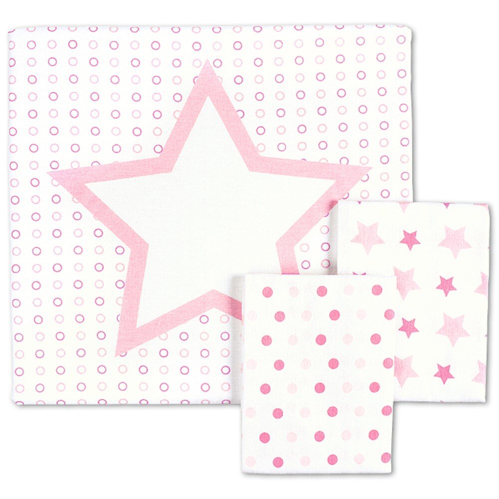 Odenwälder BabyNest Odenwälder 10091-300 Moltontücher Sterne/Tupfen/Kreise 3er Pack rose