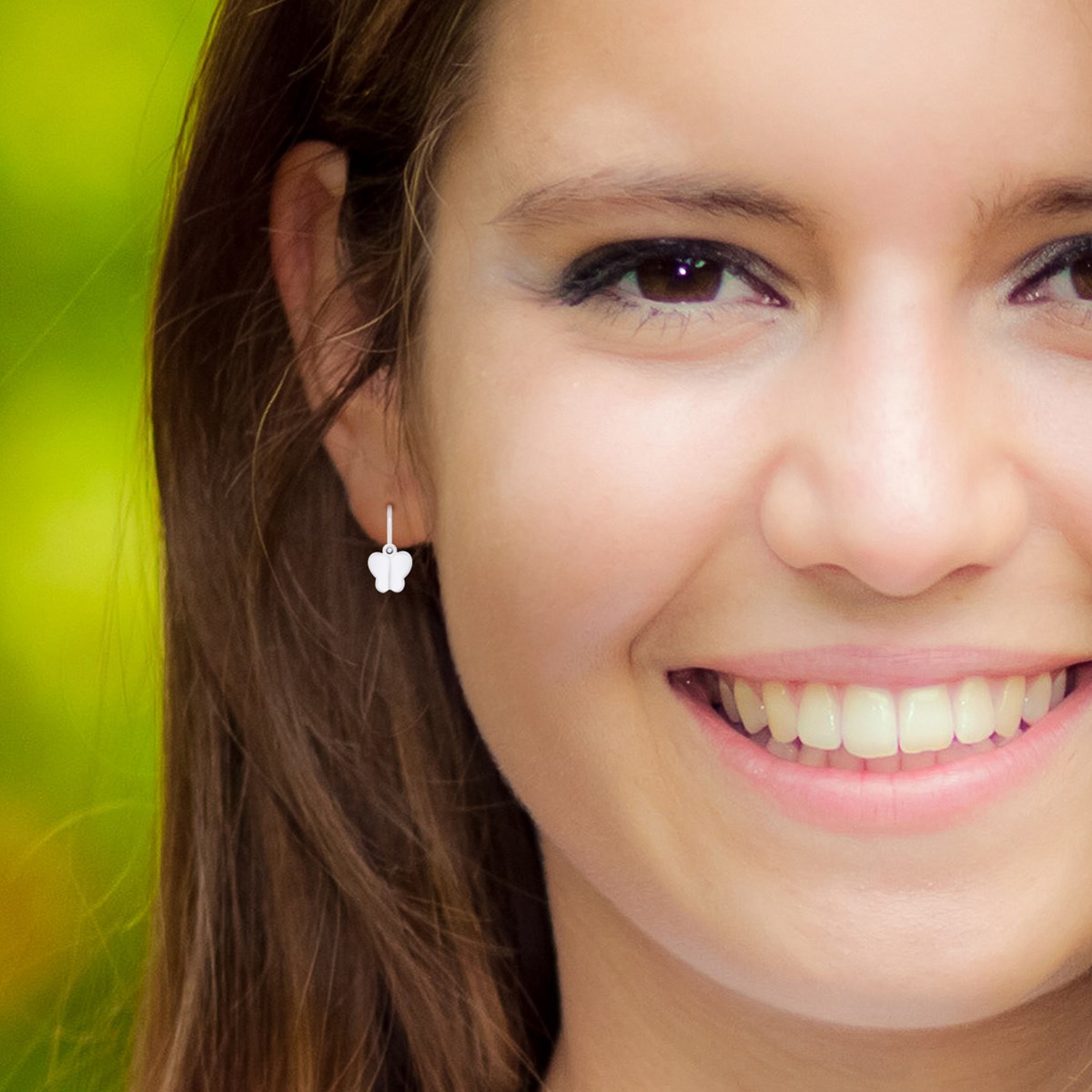 Boucles d'Oreilles PAPILLION - Or Blanc
