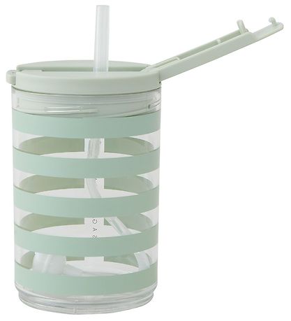 Design Letters Becher m. Strohhalme - Kids - 330 ml - Green Stre