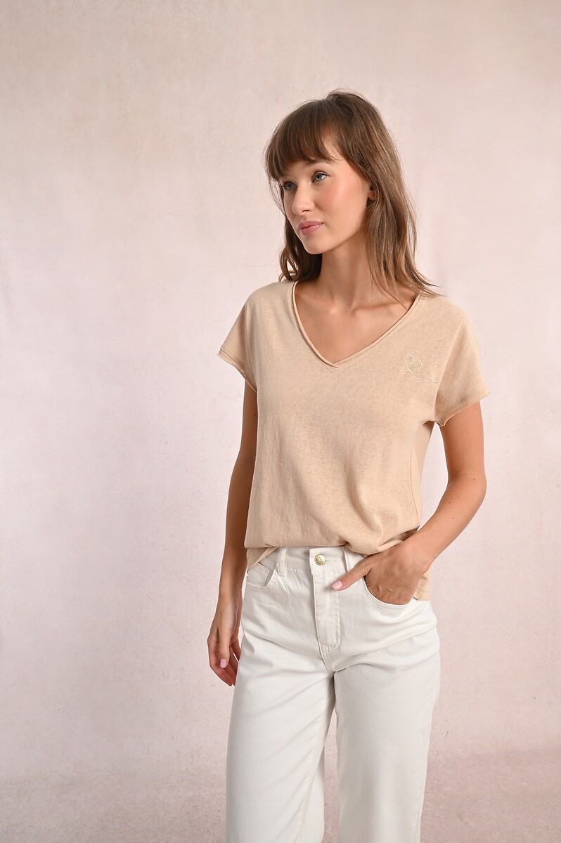 MOLLY BRACKEN<br>Camiseta de manga curta com decote em V