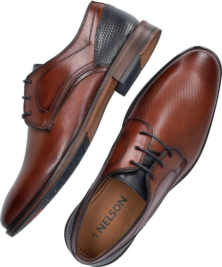 Nelson leren veterschoenen cognac