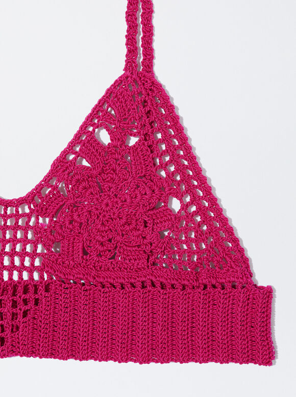 Top cropped de crochê - Rosa