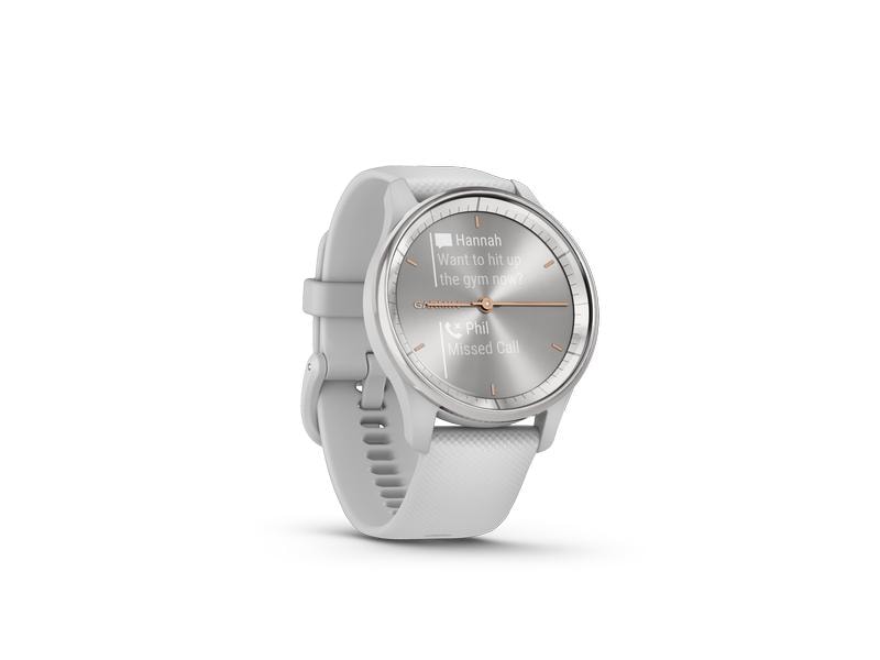 GARMIN Sportuhr Vivomove Trend Weiss/Weiss glanz Hybrid-Smartwatch