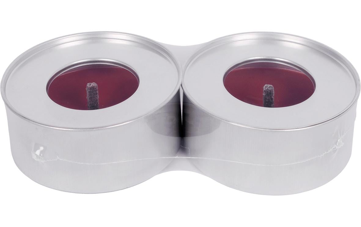 Metalldose mit rotem Wachs 9.6 x 4.3 cm, Rot, 2 StückMarschall-Lichter
