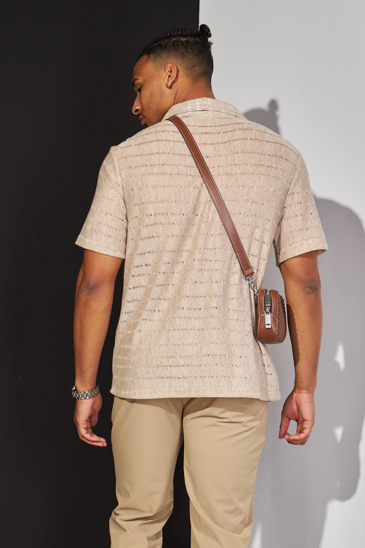 Chemise beige ajourée