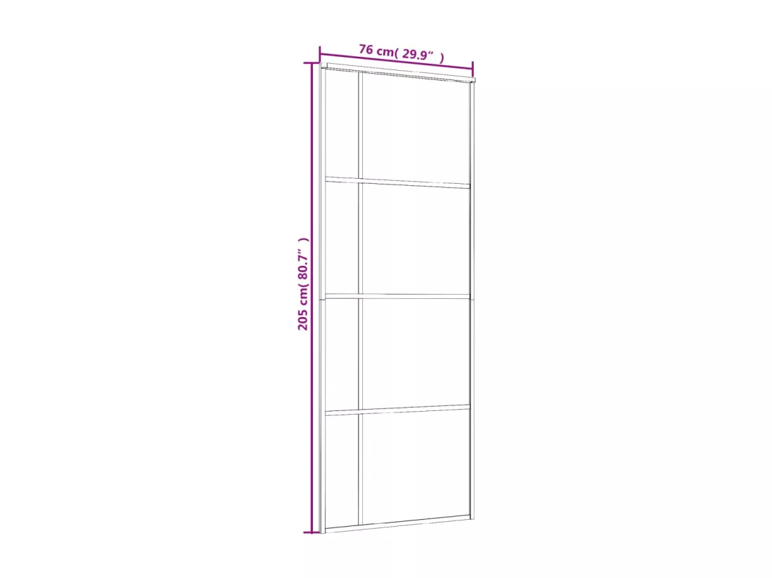 Porte coulissante Verre ESG dépoli et aluminium 76x205 cm Blanc