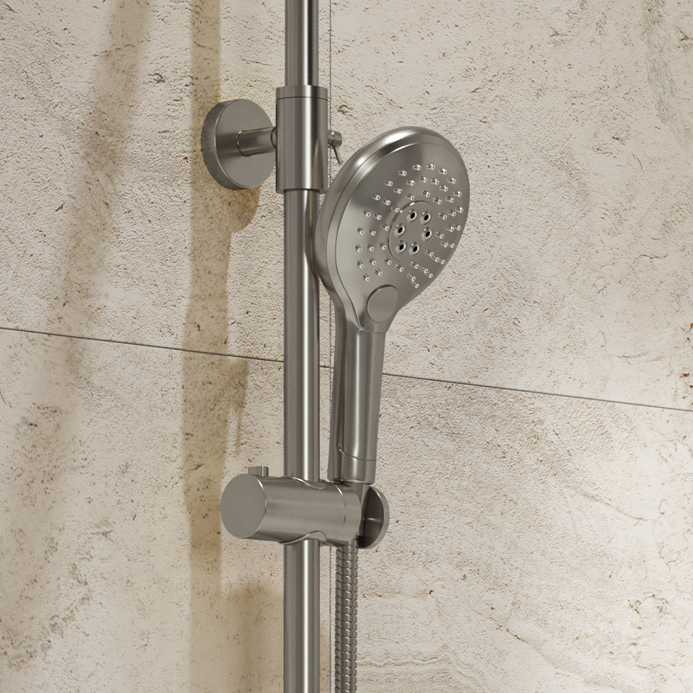 Saniclear Evolution Stripes opbouw regendouche RVS met 20cm hoofddouche en 2 standen handdouche