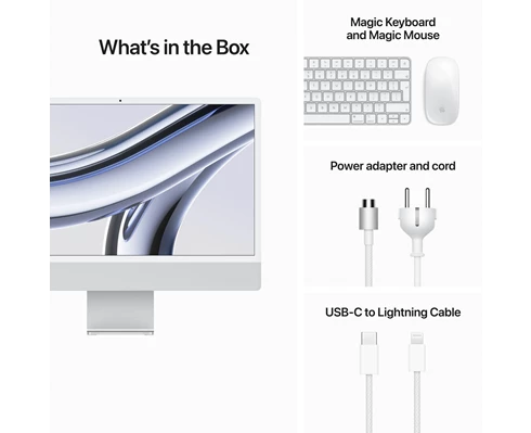 Apple 24-inch iMac - Retina 4,5K display, M3 chip 8‑core CPU   10‑core GPU, 8GB RAM, 512GB SSD - Silver