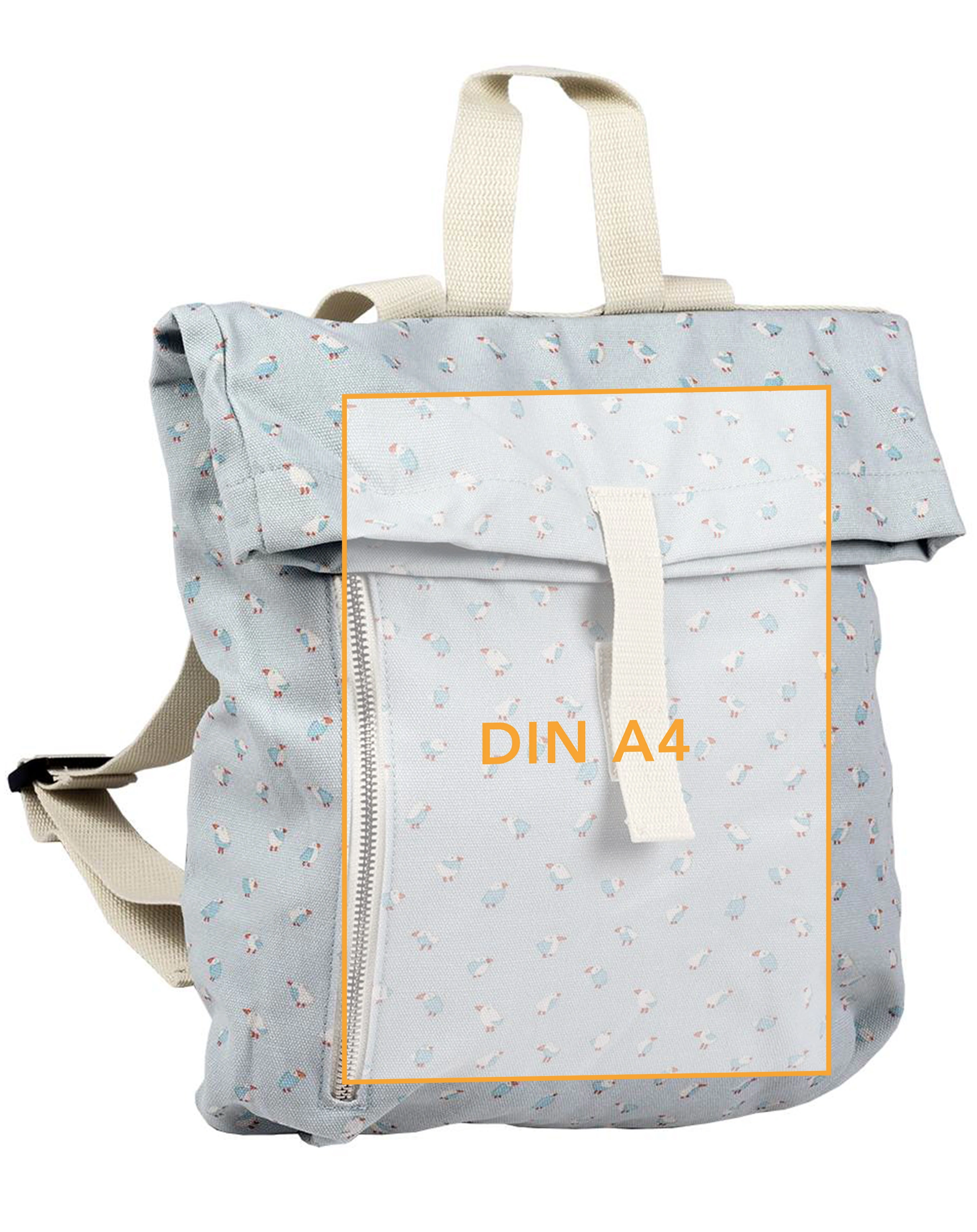 Kinderrucksack KURIER - MÖWE (38x33) in hellblau