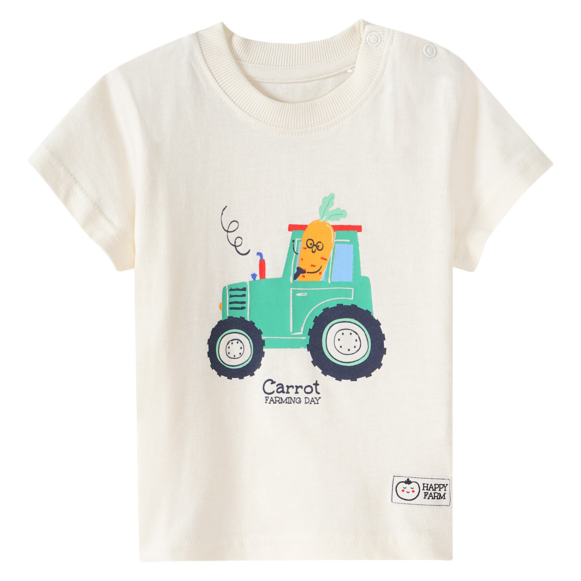 Topomini Baby T-Shirt mit Traktor-Print creme