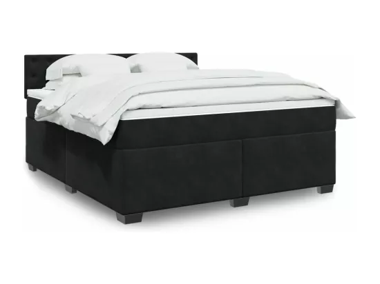 Sommier à lattes de lit avec matelas Noir 180x200 cm Velours