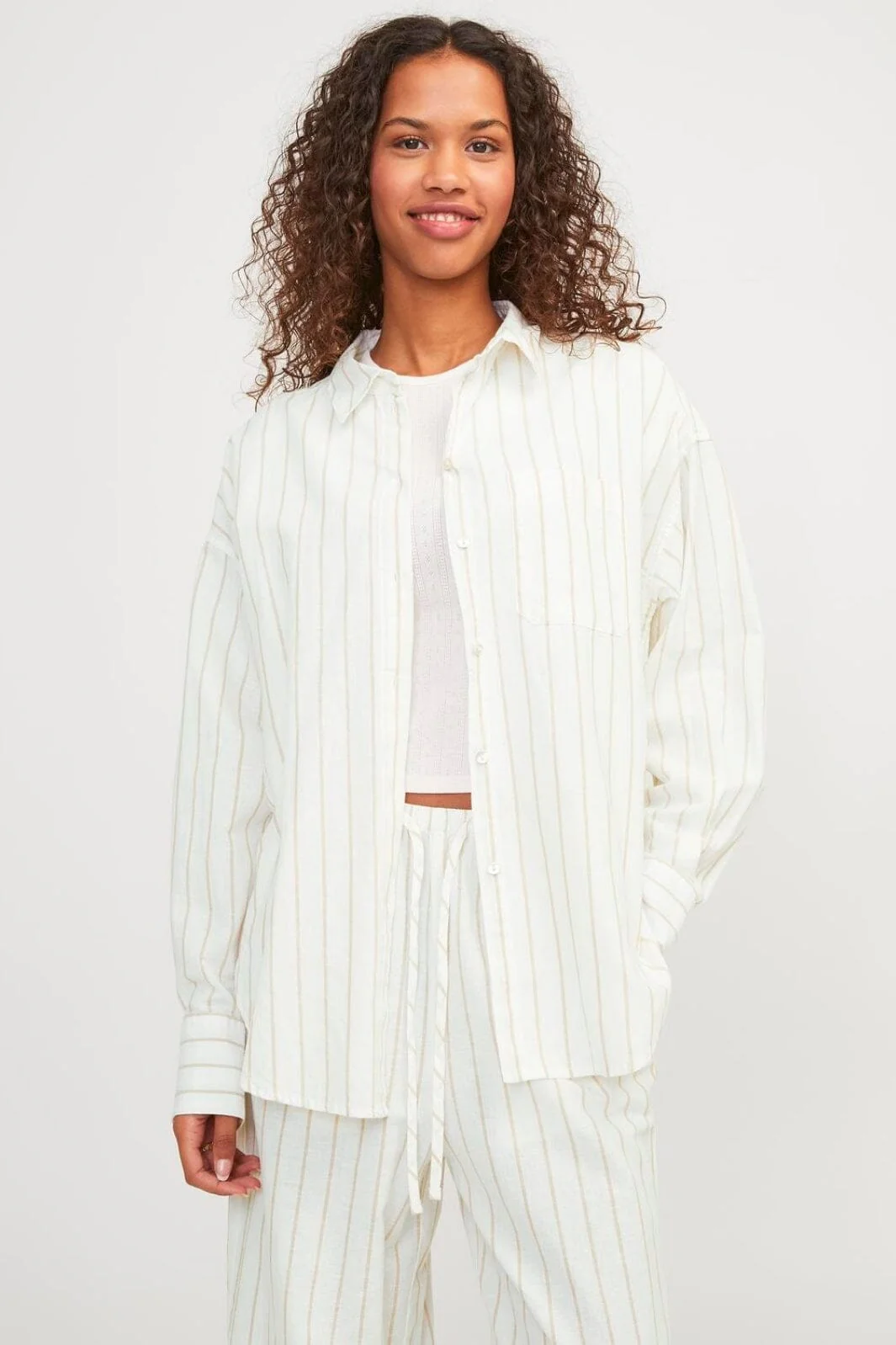 Jjxx Jxjamie Ls Rlx Linen Blend Shirt Sn 4468474 blanc de blanc cornstalk