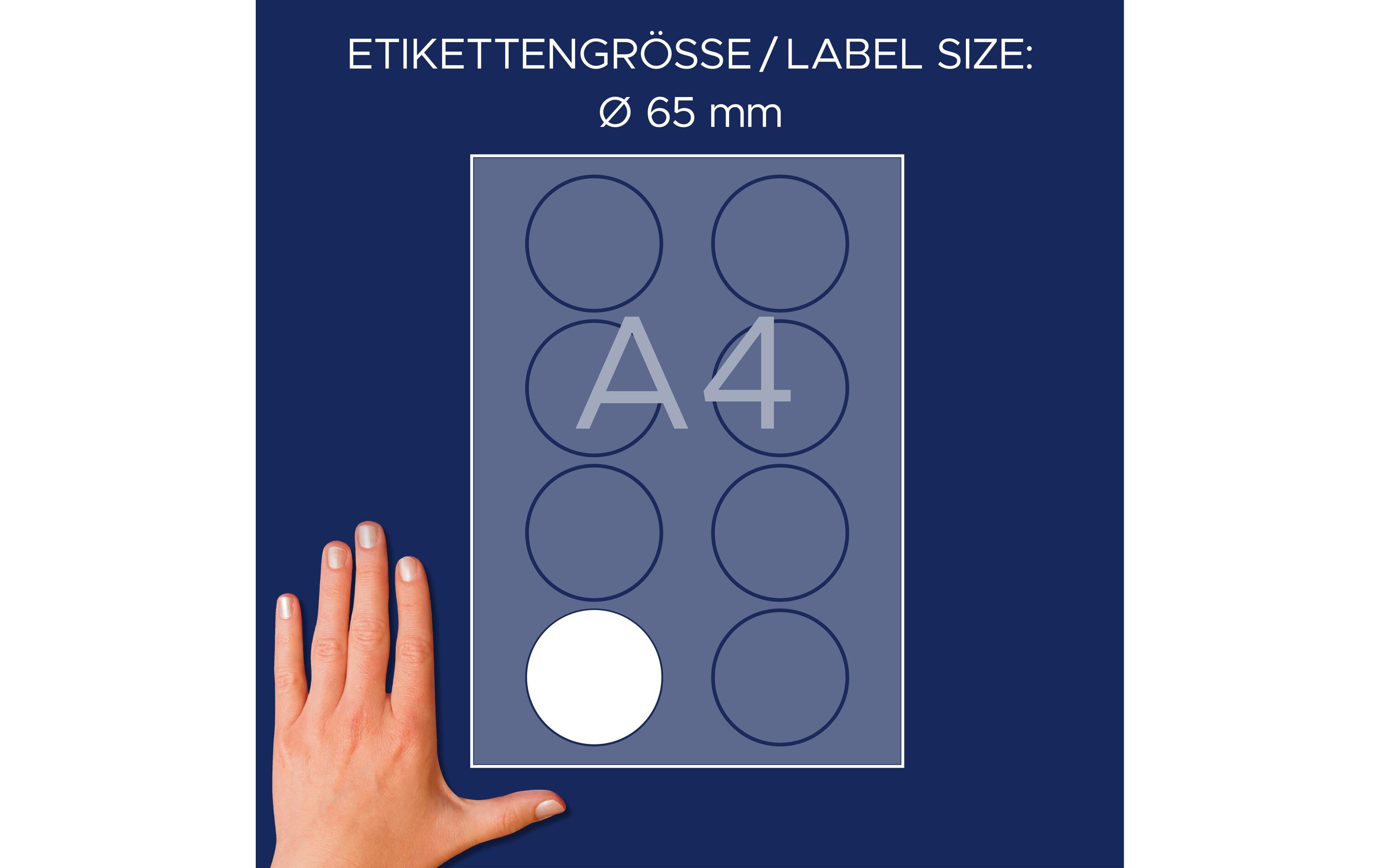 Namensetiketten Ø 65 mm, 20 BlattNamens-Etiketten für Seminare, Konferenzen oder Veranstaltungen