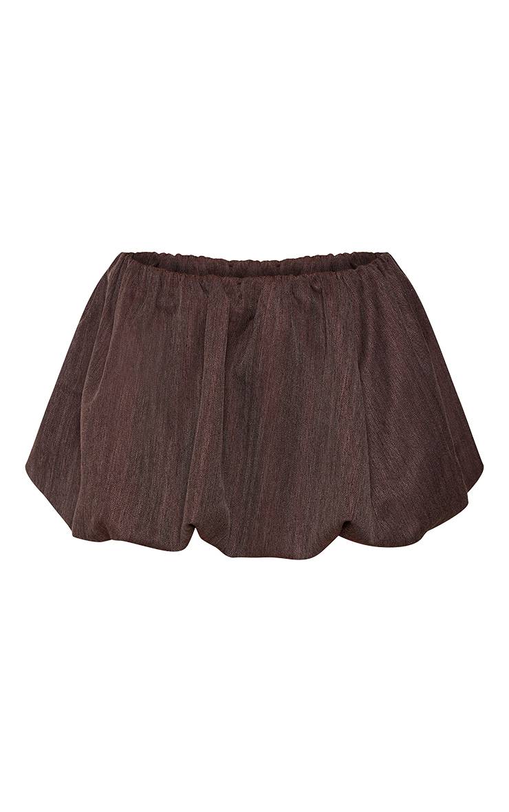 Marron Ensemble Jupe Bouffante En Tissu Brossé