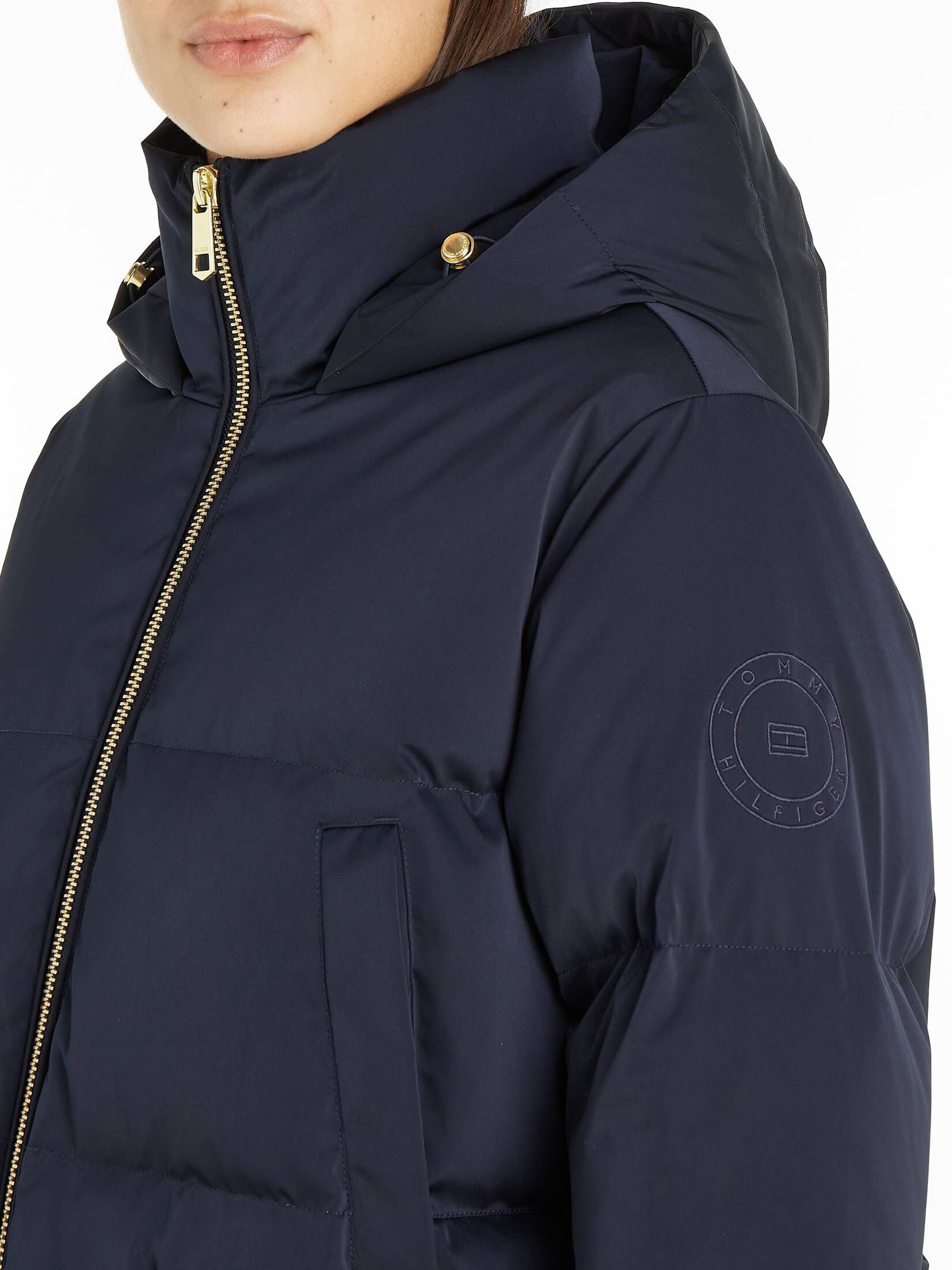 Tommy Hilfiger| Damen Daunenmantel mit Kapuze SATEEN HOODED DOWN MAXI