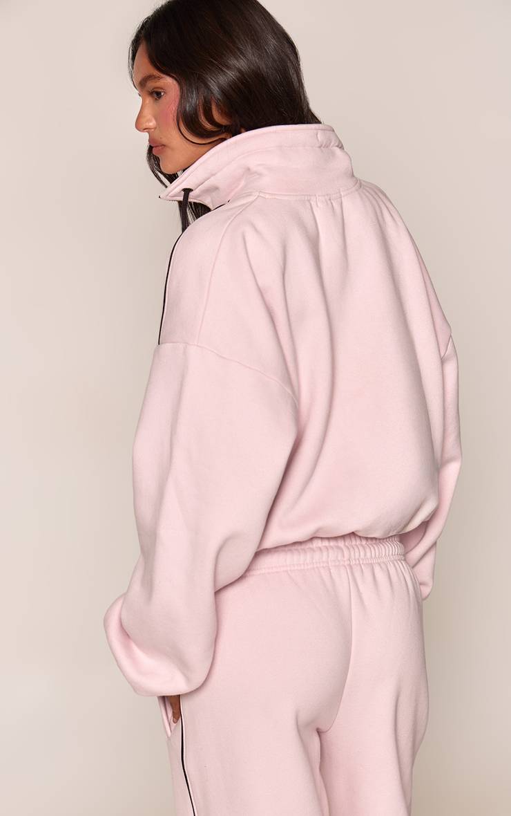 Rose Sweat À Fermeture Éclair Quart Avec Cordon De Serrage Contrasté