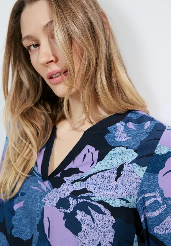 Florales Blusenshirt - universal blue