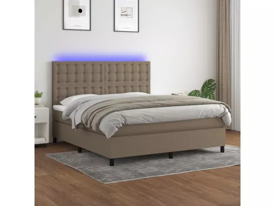 Sommier tapissier avec matelas et LED Taupe 180x200 cm Tissu
