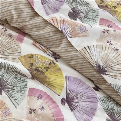 Linge de lit polycoton motif éventails