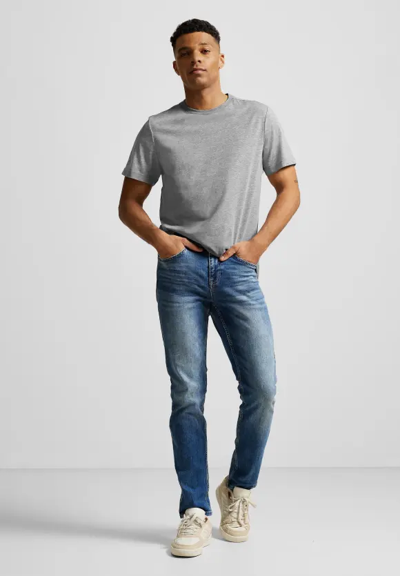 T-Shirt in Melange Optik - silver grey melange