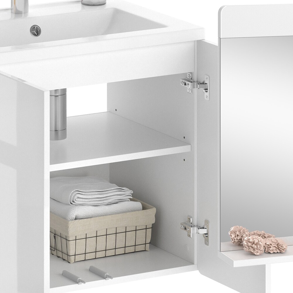 Vicco Badmöbelset Waschtischunterschrank Waschbecken Badspiegel Izan Weiß HGL