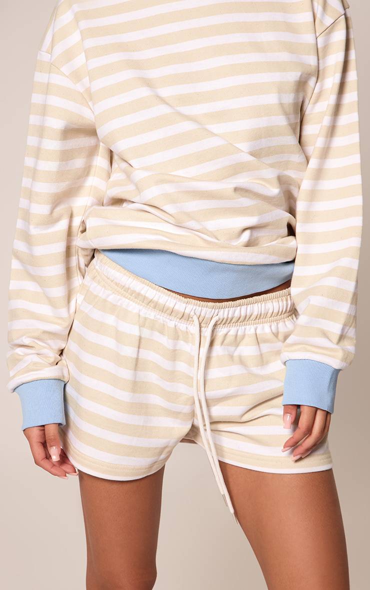 Butter Yellow Sweatshirt Bouclette À Rayures Contrastées